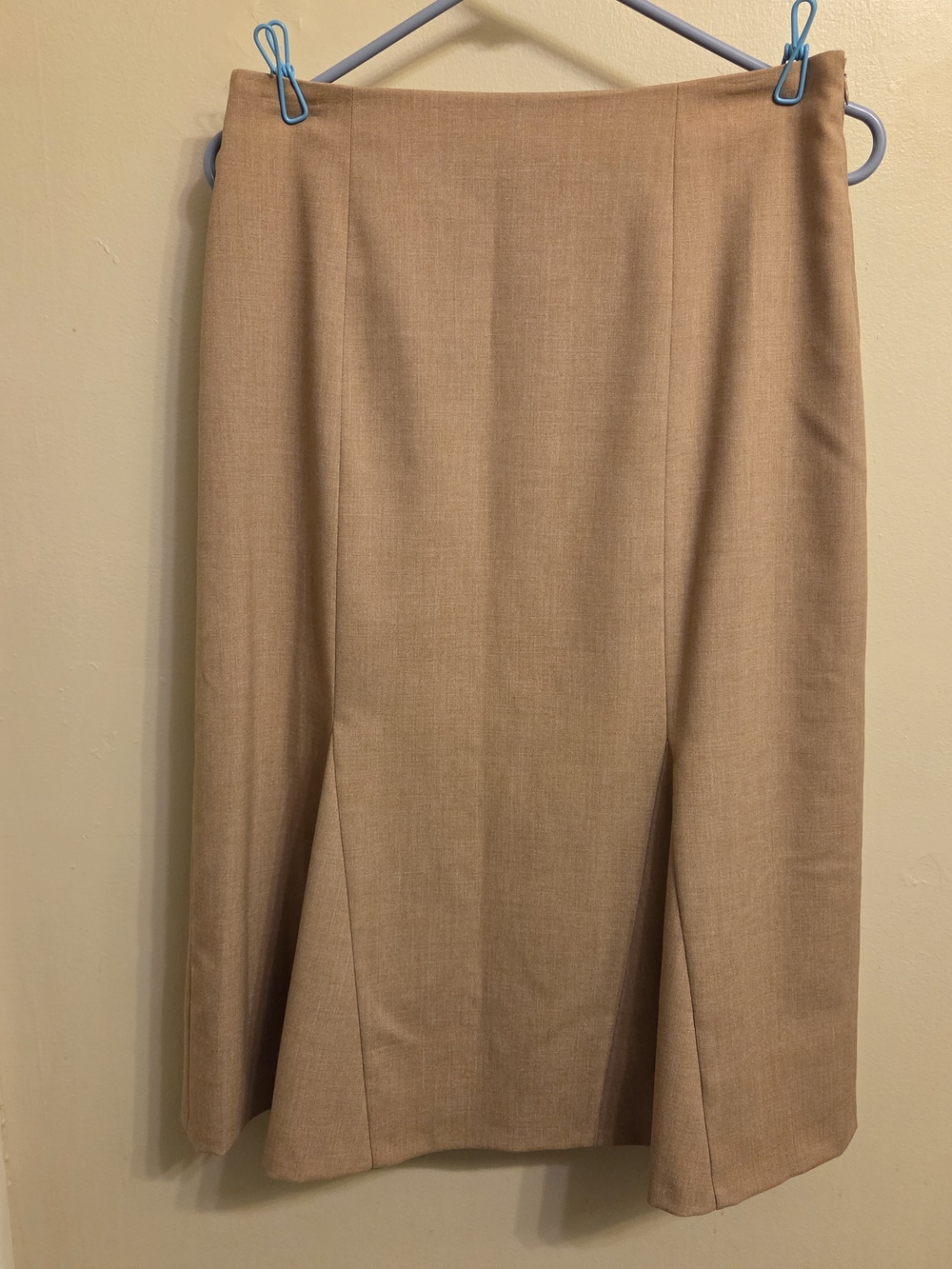 Vintage Susan Bristol Tan Flared Midi Skirt 6 Quiet Luxury Preppy Corporate Girl